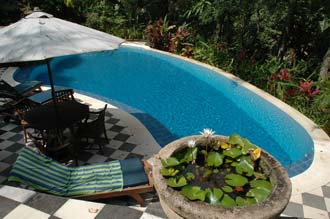 DPS Bali Ubud Bedulu Gubah Bali Exclusive Villas pool with water lily flowers 3008x2000