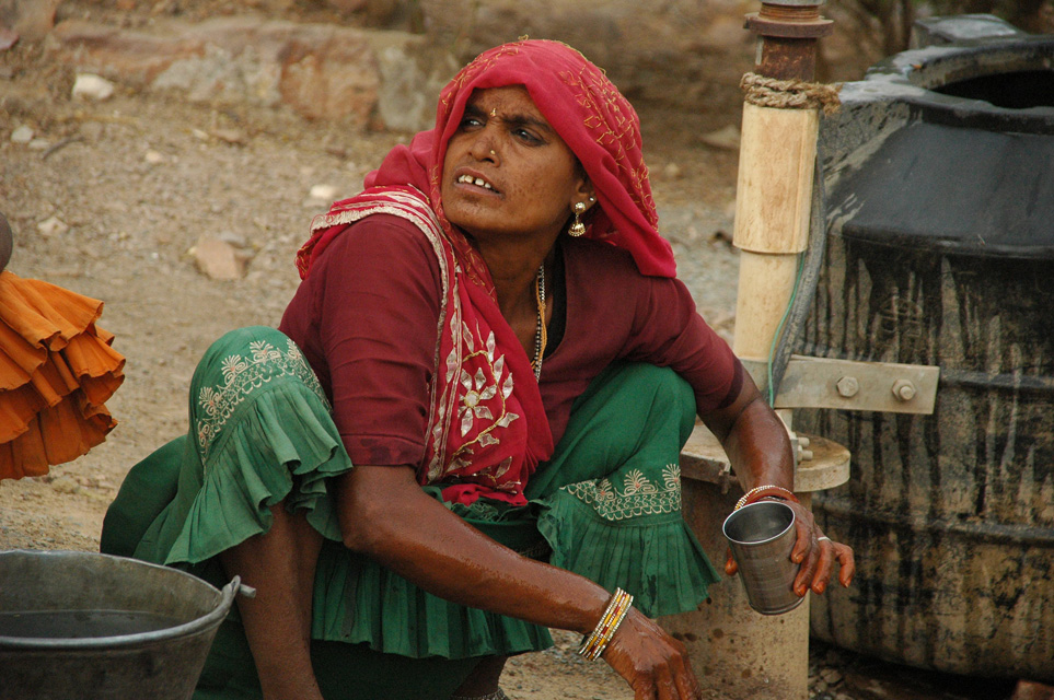 JAI Ranthambore National Park - local woman collecting water inside the protected park area 3008x2000