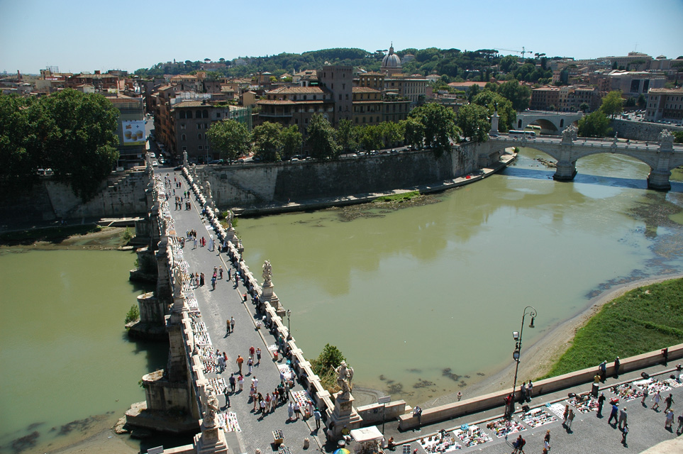 FCO Rome - River Tiber and Ponte Sant Angelo view from Castel Sant Angelo 01 3008x2000