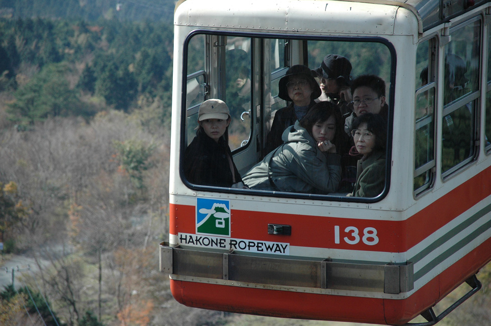 NRT Hakone - cabin of cable-car or ropeway line between Owakudani volcanic hot springs and Togendai 3008x2000