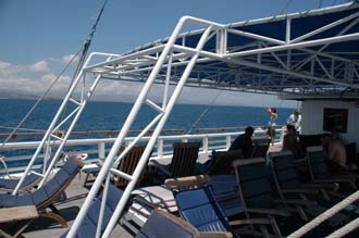 AMI Lombok Ombak Putih sailing ship Gili Nanggu Island upper deck with deck chairs 1 3008x2000