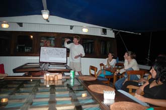 AMI Lombok Ombak Putih sailing ship captains dinner Martin handing out the tips 3 3008x2000