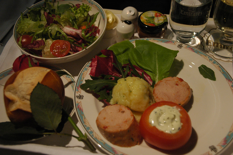 DXB Dubai International Airport - Emirates Airlines Airbus A330-200 aircraft Business class appetizer detail 3008x2000