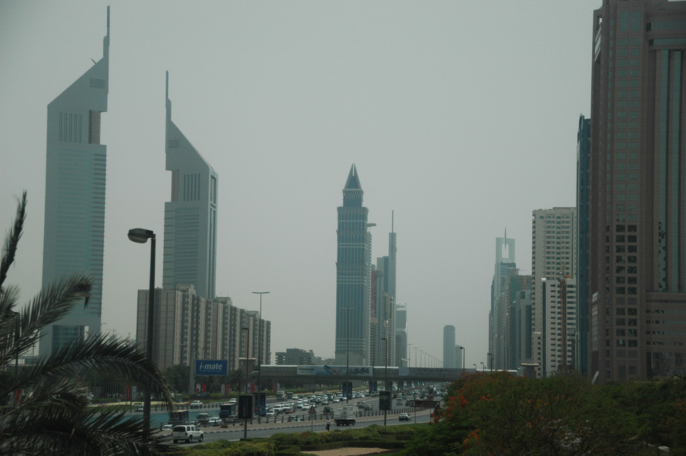 DXB Dubai Jumeirah Beach - Sheikh Zayed Road with the Emirates Towers and The Tower skyscrapers 02 3008x2000